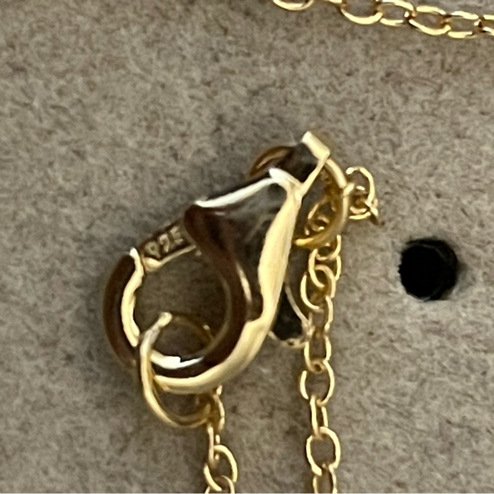 18k Gold Vermeil Safety Pin Necklace with sparkling stones accents - Picture 6 of 6